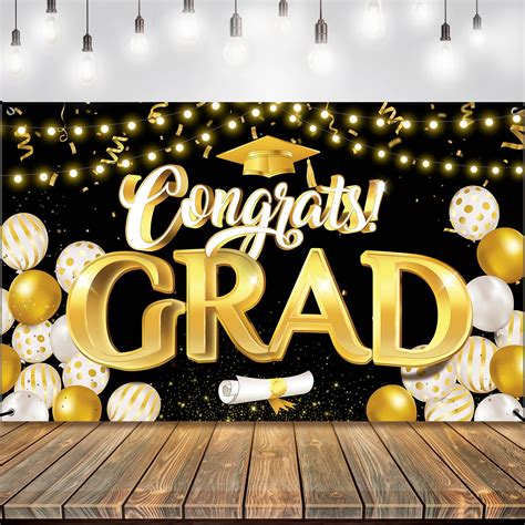 black/gold graduation decorations